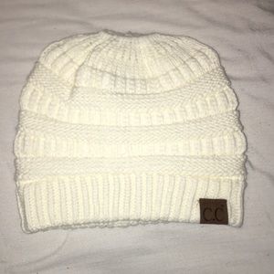 C.C cream: messy bun beanie